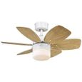 Westinghouse  Lighting Flora Royale/76cm, 6pales en érable, simple lampe panneau MDF avec en verre dépoli blanc/clair  - 7242440-0