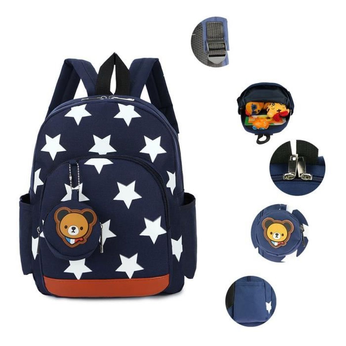 Sac A Dos Enfant Sac Maternelle Fille Garcons Motif Etoile Avec Pendentif Ours Bleu Fonce Achat Vente Sac A Dos Cdiscount
