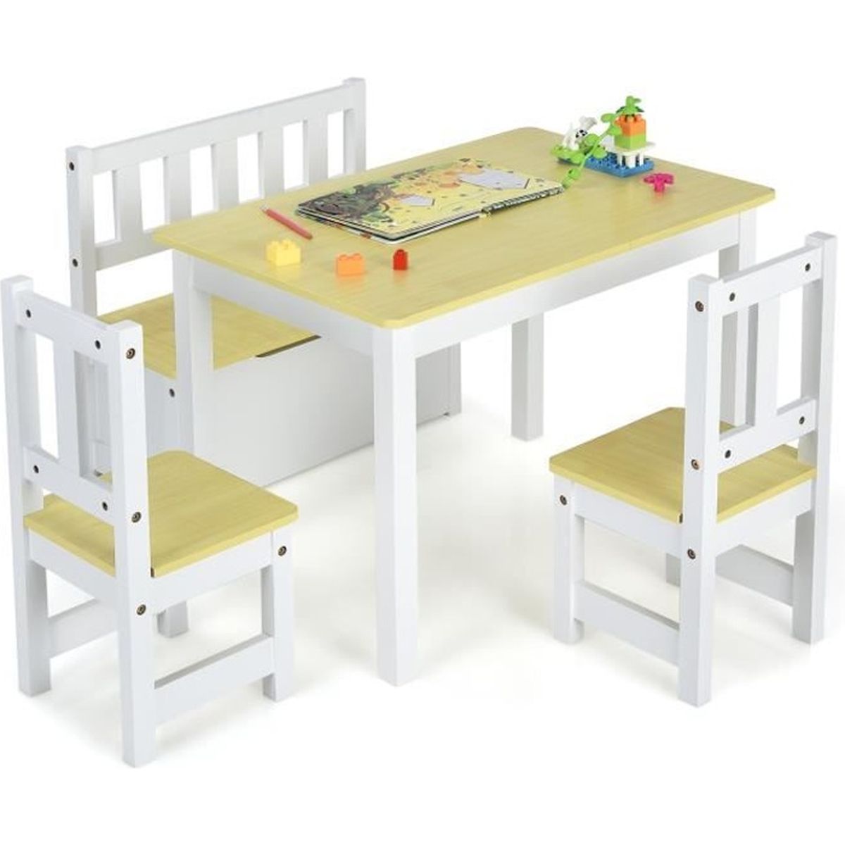 COSTWAY Ensemble de Table et Chaises pour Enfant,avec Table, 2 Chaises