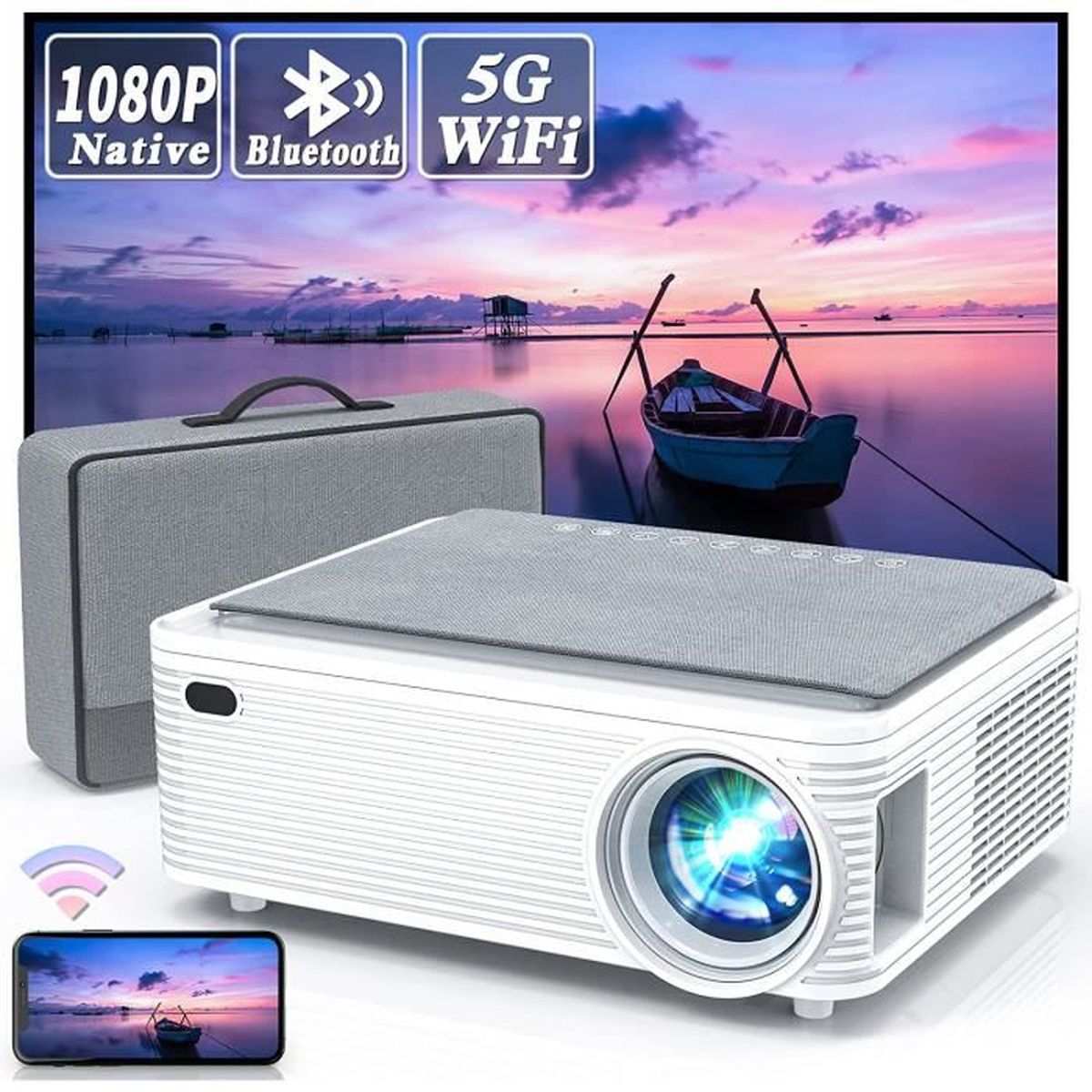 Vidéoprojecteur Full HD WiFi Bluetooth 1080P Natif , WISELAZER ...