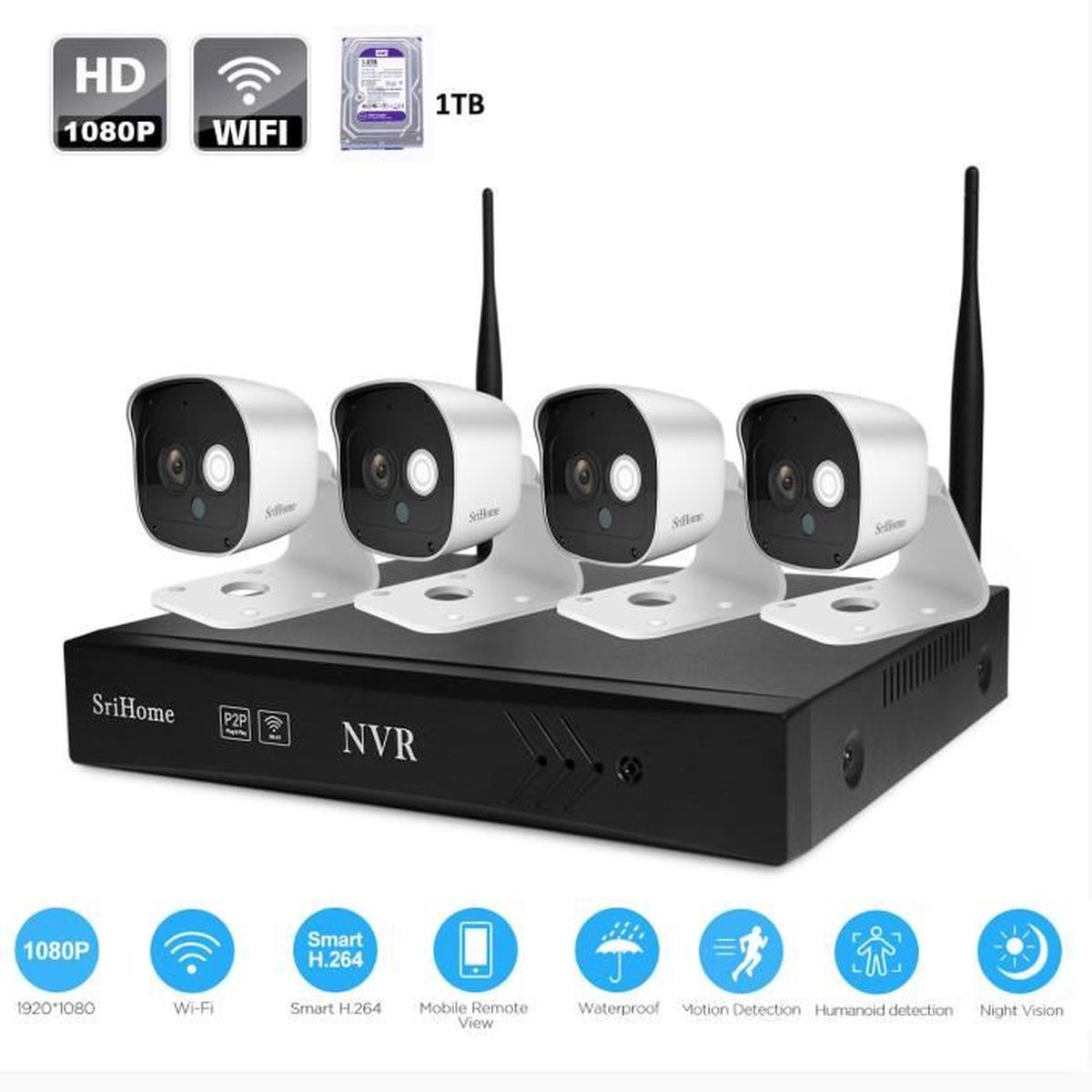 Kit camera de surveillance sans fil exterieur Achat / Vente pas cher