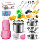 NETBOAT Accessoire Cuisine Enfant, Chef Jeu de rôle avec Ustensile Pots et Casseroles en Acier Inoxydable Dinette Enfant pour Garçons