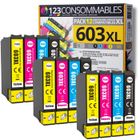 123CONSOMMABLES - 603XL - Pack de 12 Cartouches d'encre Compatible pour Epson 603 XL Etoile de Mer - pour Epson XP-2100 XP-2155