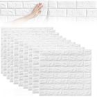 ANIYOO 20pièce Papier Peint 3D Brique Adhesif Mural,38x35 cm Pierre Autocollant Mural, Blanc Dalle PVC Adhesive Murale, Panneaux Muraux 3d
