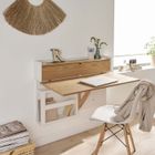 MOB-IN Bureau Mural Rabattable Bois et Blanc 100 cm U-LINE