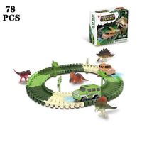 Voiture de rail de dinosaure, création de jeux cadeaux pour enfants enfants garçons filles 3 4 5 ans (78 pièces)