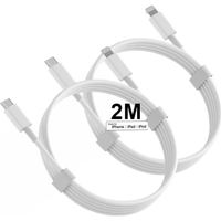 Câble Chargeur pour iPhone 14 - 14 Pro - 14 Plus  - Lot de 2 Câble 2 Mètre - Blanc
