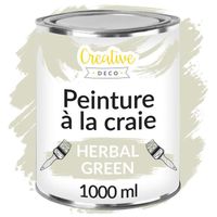 Creative Deco Peinture à la Craie Vert Gris | 1L | Mat et Lavable | Peinture Meuble Bois | Rénovation Meubles | Chalk Paint Verte