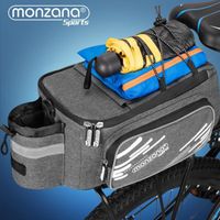 Sacoche de vélo porte-bagages gris 12L imperméable réfléchissant bandoulière amovible isolant 5 poches sac de vélo arrière