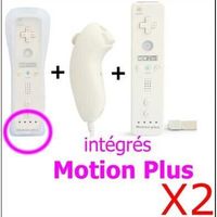 QUMOX Manette Motion Plus Wii + Nunchuck Blanc x2- Manettes compatible