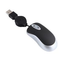 Tbest Mini souris filaire USB à câble rétractable Mini câble rétractable souris filaire USB souris d'ordinateur gps telephone Noir