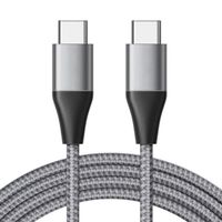Câble USB-C pour iPhone 15 Pro Max - 15 Pro - 15 Plus - 15 - Câble USB-C vers USB-C Nylon Renforcé - Gris 1 Mètre