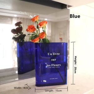 VASE - SOLIFLORE Klein bleu - Vase à fleurs en acrylique Transparent, livre bleu, décoration moderne, pour la maison, chambre