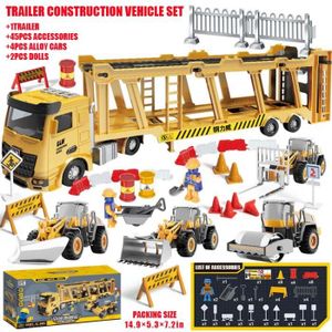 VOITURE - CAMION Les remorques de camion réglaient un - Ensemble de jouets de bulldozer d'ingénierie pour enfants, grue, camio