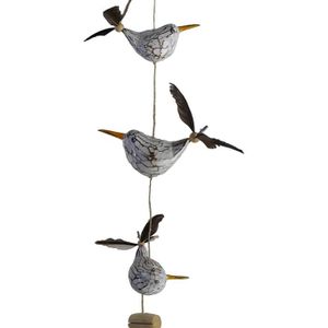 CARILLON À VENT Carillon à vent mouettes avec hélice avec 3 figurines décoratives en bois d'animaux comme décoration maritime, décoration de [58]