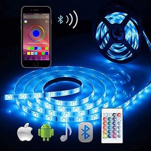 Contr/ôl/é par APP du Smartphone Android et IOS T/él/écommande IR 24 Touches 10M ALED LIGHT Bande LED /Étanche 2x5M 5050 RGB 150 LEDs Alimentation 12V 5A Ruban LED Bluetooth avec R/écepteur Bluetooth
