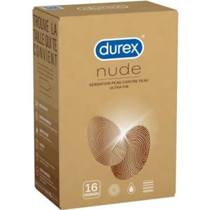 PRÉSERVATIF Durex Nude Sensation Peau contre Peau Préservatifs Ultra Fins 16 unités