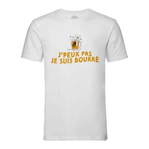 T-SHIRT T-shirt Homme Col Rond Blanc J'Peux Pas Je Suis Bo