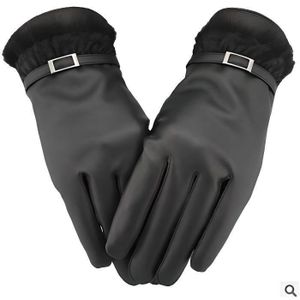 GANT - MITAINE Gants doigts pleins de plein air peuvent toucher les gants en cuir PU simulation des gants tactiles femmes touchent Mme,BD04196