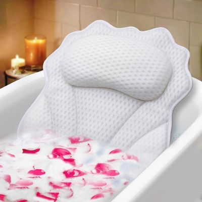 Oreiller De Bain 4D Amzeeniu Avec 6 Ventouses - Coussin Nuque Et Épaules Antidérapant