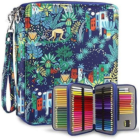 Accessoire école Trousse Crayons SUMNACON 120 Places - Format Rose Lilas - 24x20x6cm - Polyester Robuste Trousse Forme Rose Lilas