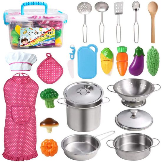 8 pièces Set de cuisine pour enfants - Poêle, Casserole, Nourriture et Accessoires - Set de cuisine ludique pour garçons et filles de 3 ans et plus - Jouet éducatif, convient pour 8 pièces Set de cuisine pour enfants - Poêle, Casserole, Nourriture et Accessoires - Set de cuisine ludique pour garçons et filles de 3 ans et plus - Jouet éducatif, convient pour
