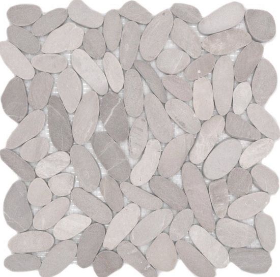 Carrelage Mosaïque Galets De Rivière Beige Clair Galets Découpés Pour Sol, Mur, Salle De Bain