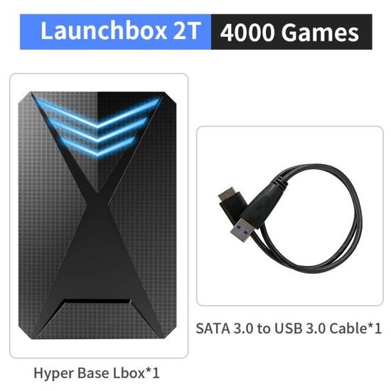Lbox Disque dur externe HDD de jeu 2 To, 4000 PC, jeux 3D, PS4, PS3, PS2, PS1, N64, Wprospects