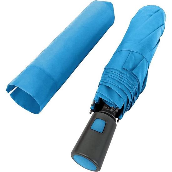 Parapluie compact automatique noir liseré Bleu Denim Parapluie compact automatique noir liseré Bleu Denim