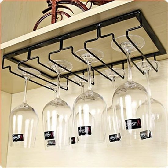Porte Verre A Pied Suspendu Dianoo Porte-verres à Vin Noir De 27,5 Cm - Support De Rangement Pour Verres à Vin - À Suspendre - Pour Bar, Salle à Manger - 3 Rangées Rangement Verre Placard