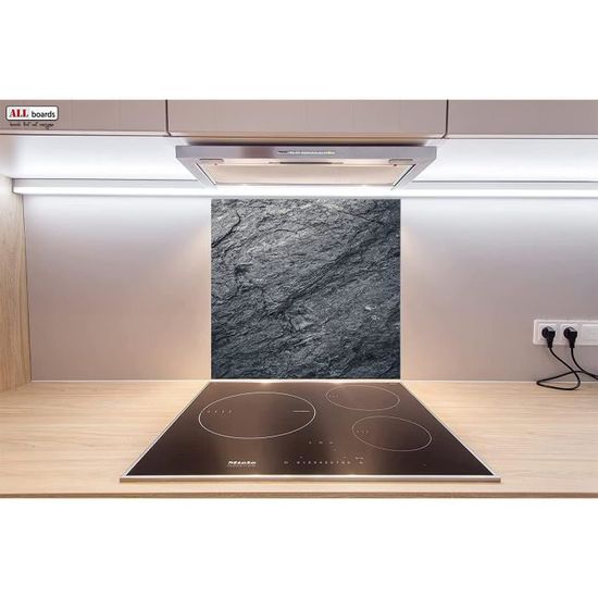Crédence Fond De Hotte En Verre Trempé 60x65cm - Noir - Protection Graisse Et Eau - Facile à Nettoyer