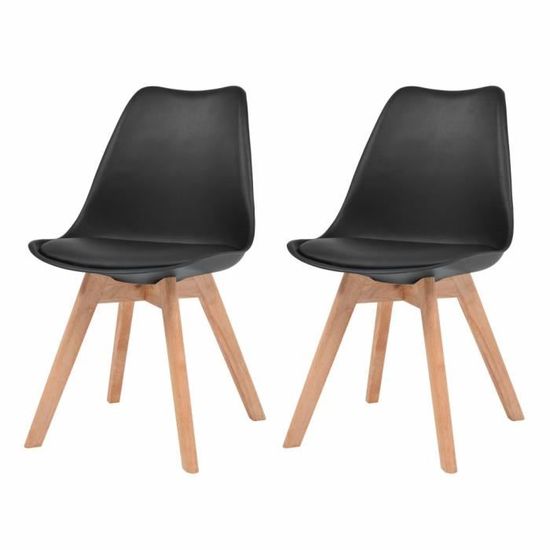 🎏5683Lot de 2 chaises de salle à manger -Chaises FAUTEUIL Style contemporain Scandinave Design Moderne salon- Noir Similicuir