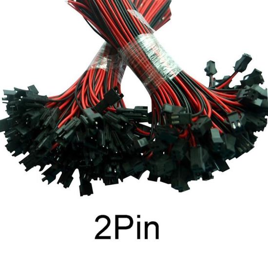 20 Câbles JST Mâle/femelle 24 AWG - Connecteur 2 Broches - Pour Batteries RC Lipo, Bandes LED, Mini Hélicoptères - Longueur 10 Cm