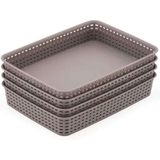 Panier De Rangement 3 Compartiments Avec Poignée - Plastique Durable, 12x15x32 Cm, Pour Cuisine, Salle De Bain, Bureau