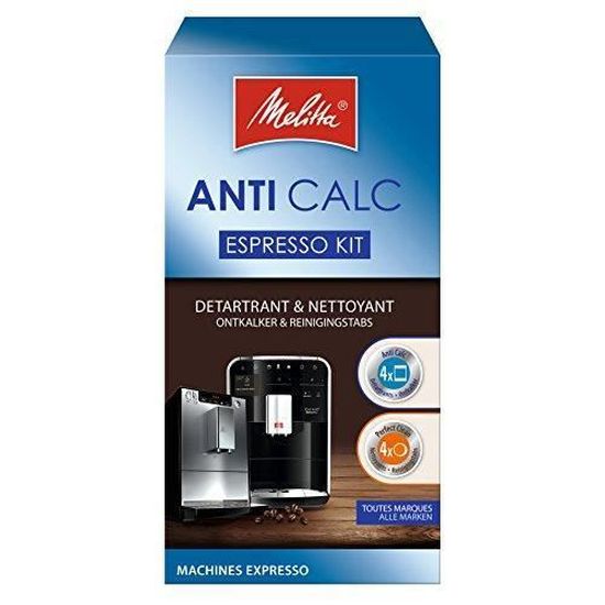 Melitta Kit d'Entretien, Pour Machines à Café Automatiques, 1 Détartrant, 4 Pastilles de Nettoyages, 1 Cartouche Filtrante, 1 Tissu Microfibre, 1 Brosse