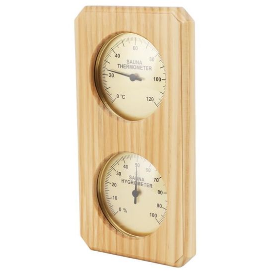 Thermomètre Hygromètre Sauna TOPINCN - 2-en-1 Fahrenheit - Acier Inoxydable Et Bois De Pin - 10°C à 120°C