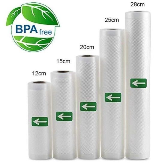 Rouleaux Sacs Sous Vide Alimentaire - 6 Rouleaux 15/20/28cm X 300cm Sans BPA