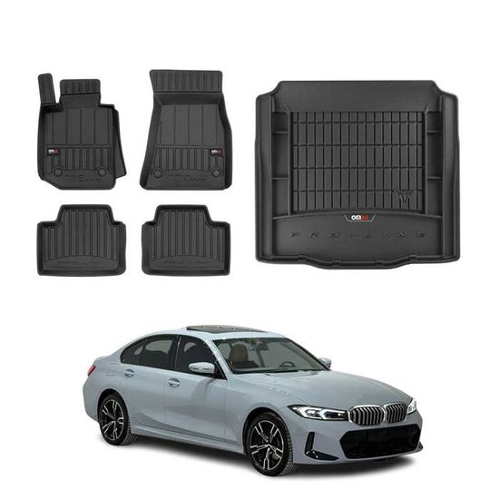 Jeu De 4 Tapis De Sol Velours Pour BMW Série 5 G30/G31 (2018-2023) - Noir - Antidérapant - Fabriqué En Slovaquie