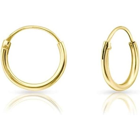 Boucles D'oreilles Créoles Carrées En Argent 925 Plaqué Or Jaune - Fermoir Cliquet - Diamètres De 12 à 50 Mm - Épaisseur 2 Mm - 8