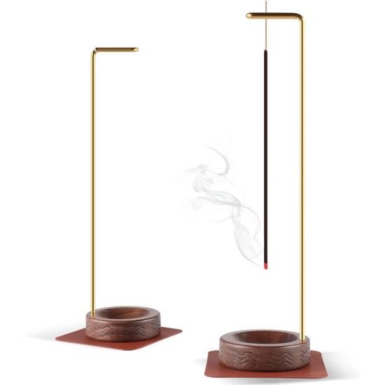 Porte-encens En Bois Multifonction Avec Support Pour Bâton D'encens - Triangle, Noyer Et Métal - Plusieurs Couleurs