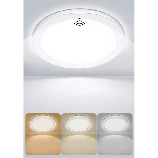 Plafonnier LED Rond 22 Cm - 18W 2400LM, 5 Températures De Couleur (2700K-6500K) - Éclairage Plafond Salle De Bain, Cuisine, Chambre