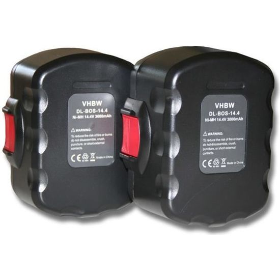 2x Batterie de remplacement Ni-Mh 14,4V 3000mAh pour Bosch VE-2, GSR 14.4, VPE-2, GSR 14.4V-2B - VHBW