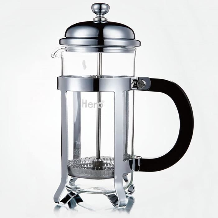Cafetière à piston en acier inoxydable 350 ml 800 ml - Marque 123 - Compatible café moulu - Programmable - Gris