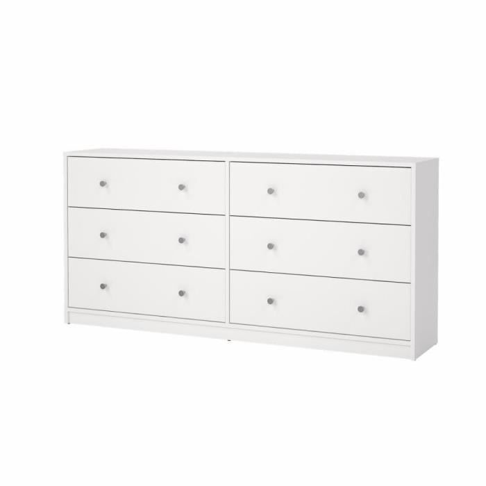 Commode OREGON 2x 3 tiroirs Décor 143 x P 30 x H 68 cm - vue 2