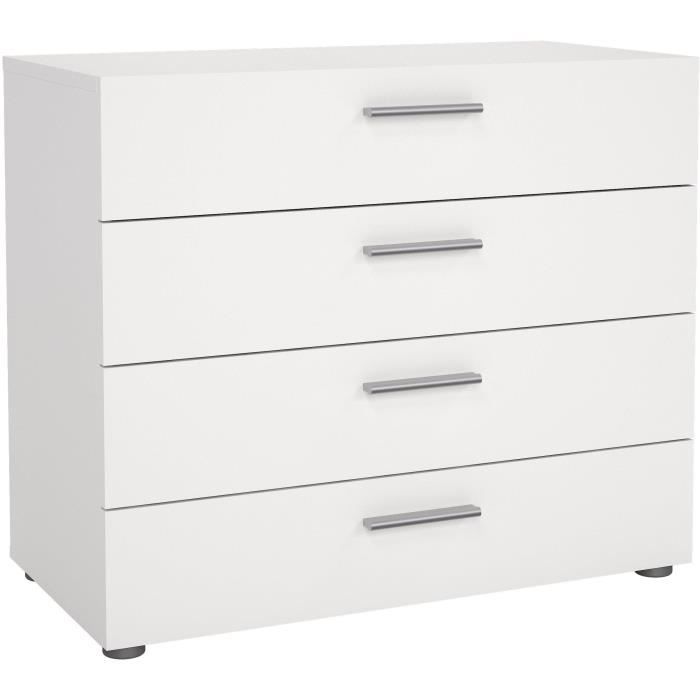 Commode 6 Tiroirs Blanc-Or 110cm - Rangement Tissu Et Métal