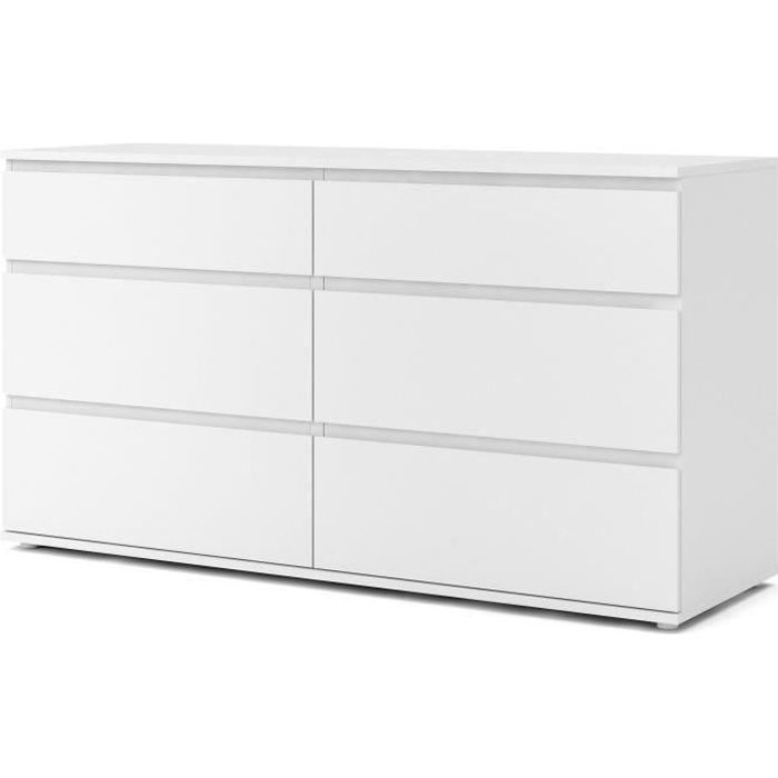 Commode 6 Tiroirs Decor Blanc L 153 4 X P 50 X H 83 70 Cm