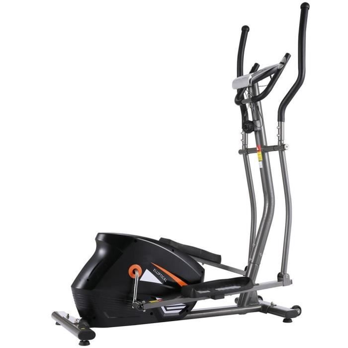 ANCHEER Vélo Elliptique Magnétique Cross Trainer avec APP/écran LCD/Fréquence Cardiaque, 10 niveaux de résistance, Gris