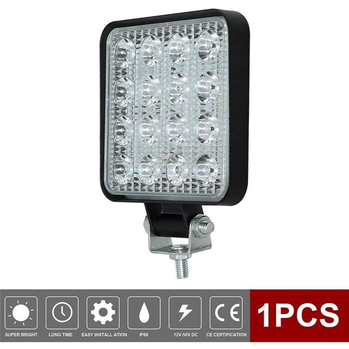 Antom 1PCS 4inch 48W Phare de Travail à LED 4800LM Feux de Recul Led 12v pour voiture, tracteur bateau, 12-24v camion…