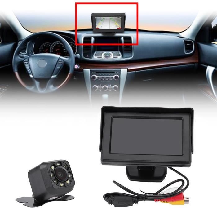 4.3- LCD Moniteur + Caméra de recul Sans Fil Infrarouge Vision Nocturne Sauvegarde aide à la conduite recul pour Voiture Camion