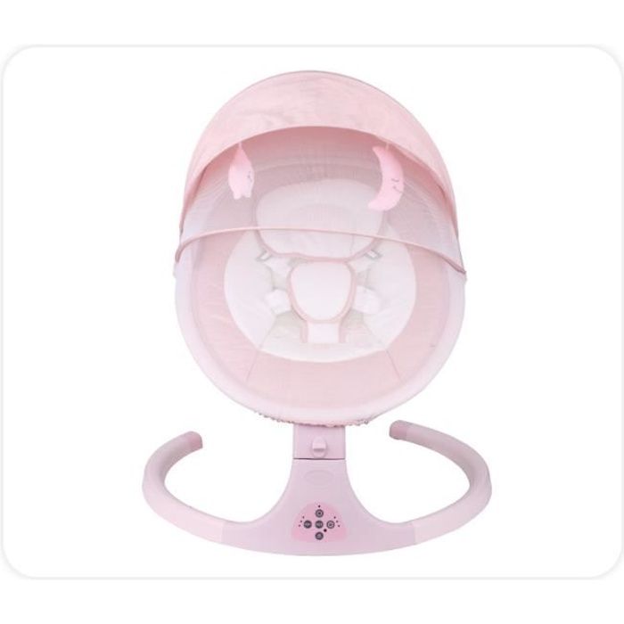 Balancelle Transat bébé électrique Multifonctionnel Vibrant et Musical Rose Pour 0-12 mois bébé, Coussin amovible et confortable